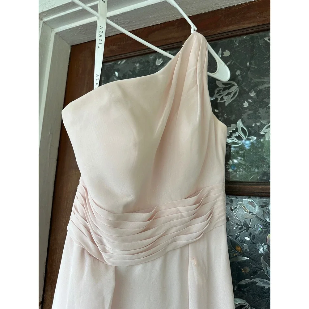 Azazie Blush Pink One Shoulder Chiffon Bridesmaid‎ Formal Dress A4 Gown